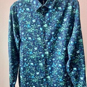 Perry Ellis Teal Floral Men's Shirt
